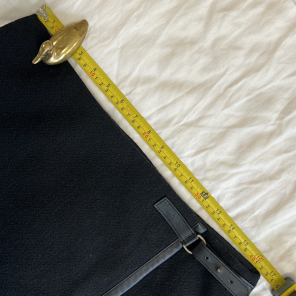 Ralph Lauren Wool Blend Wrap Pencil Skirt Leather Buckle Lined Black Size 10 - Picture 5 of 7